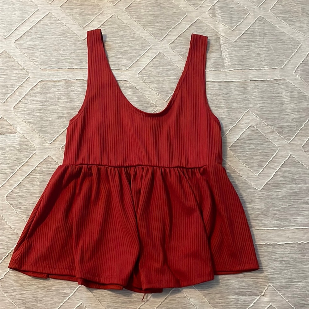 Red flowy tank top